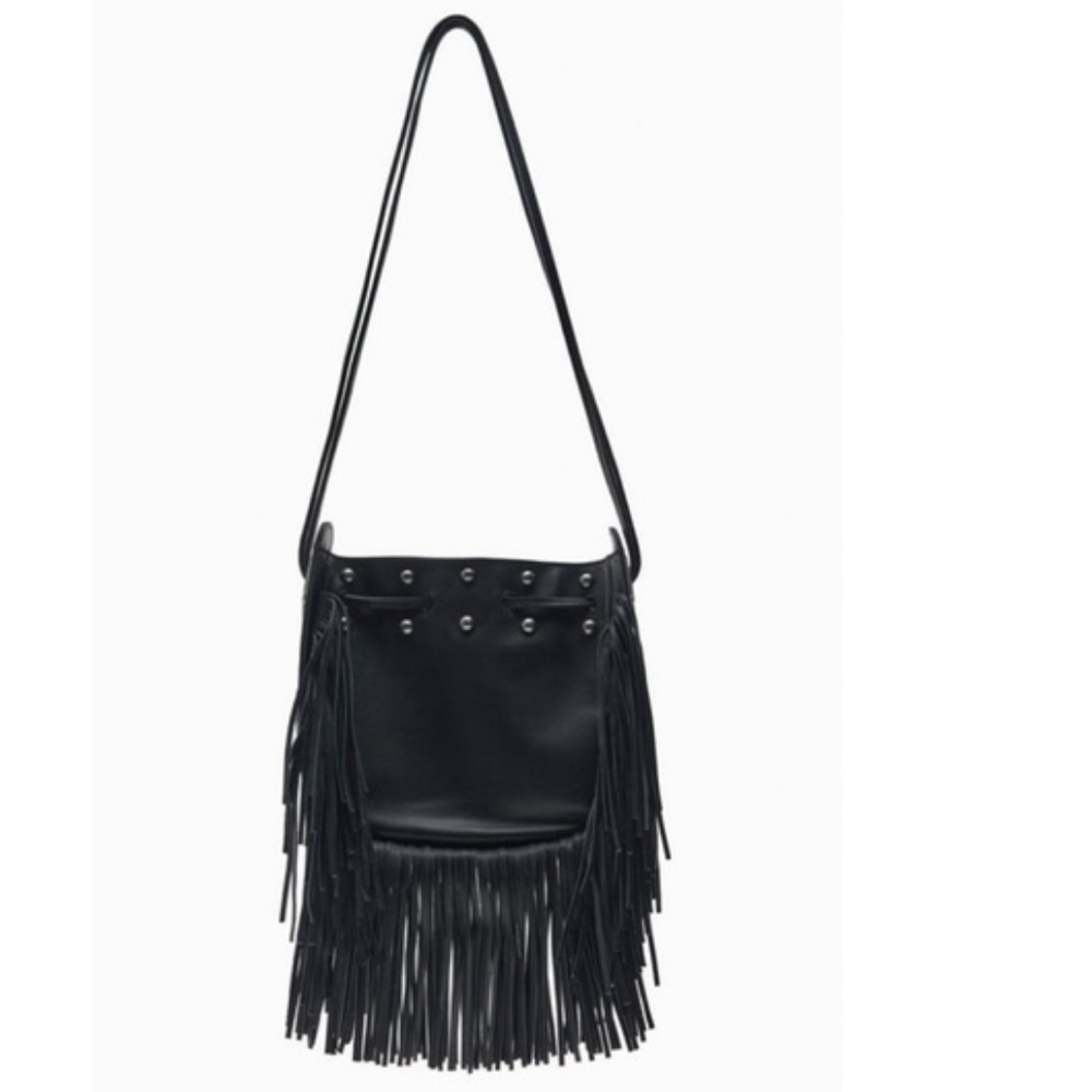 ZARA LIMITED EDITION FRINGED LEATHER BUCKET BAG